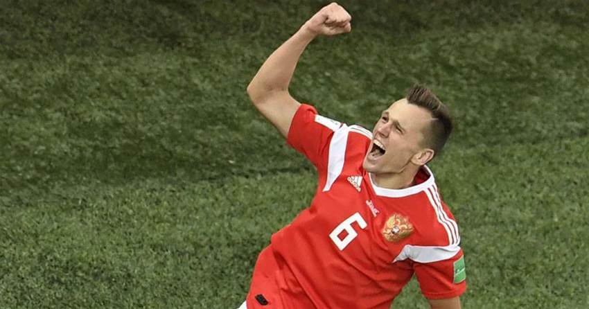 Russia forward Cheryshev Misses Post-Match Press Conference Due to Doping Test