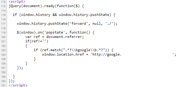 Chrome back button hijack records user behaviour