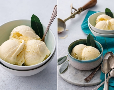 bay leaf and vanilla ice-cream