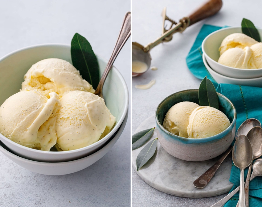 bay leaf and vanilla ice-cream