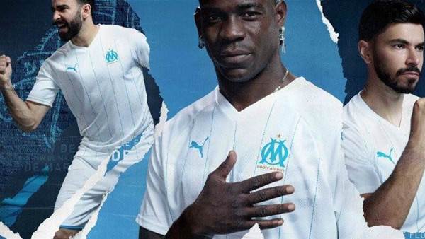 Olympique de Marseille's pinstriped home kit for 2019/20