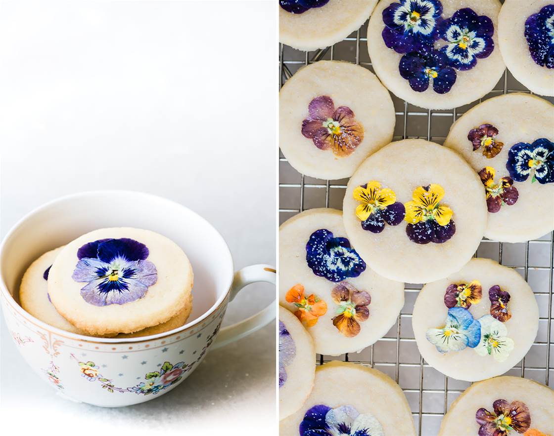 pansy-topped shortbread