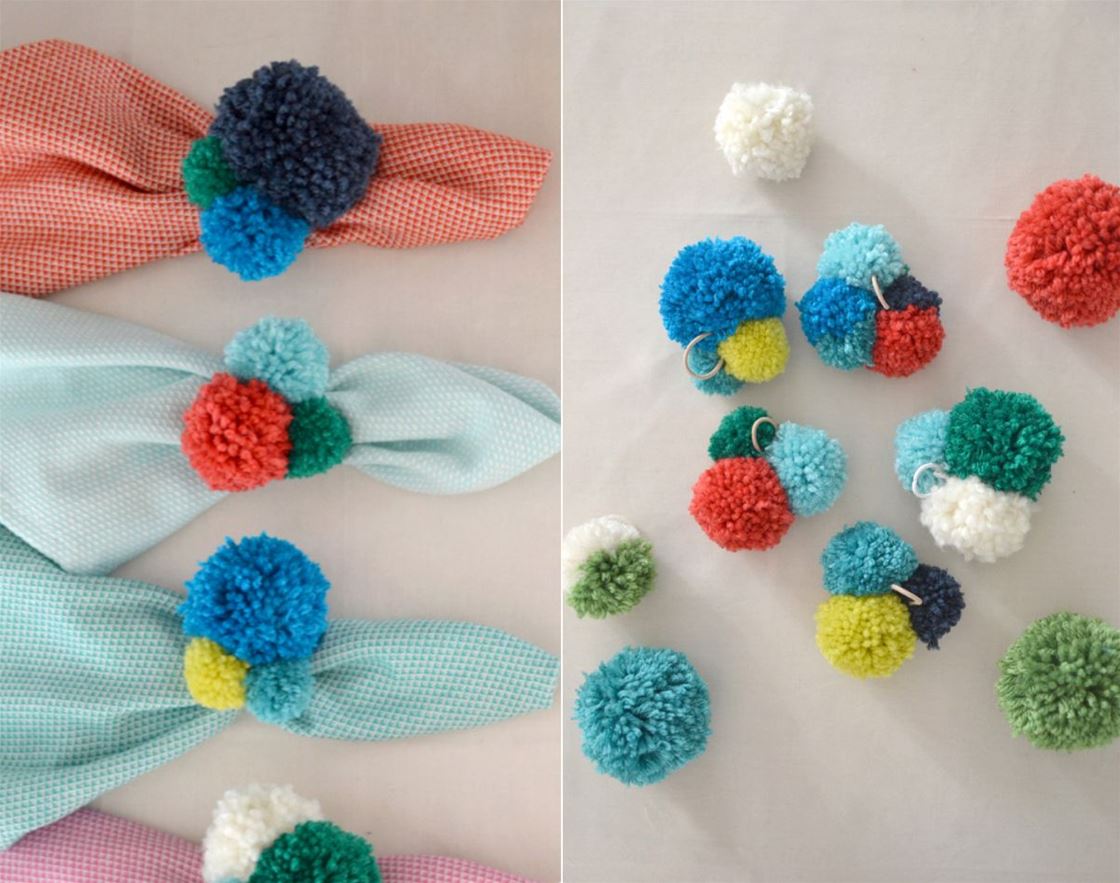 diy pom-pom napkin rings diy pom-pom napkin rings