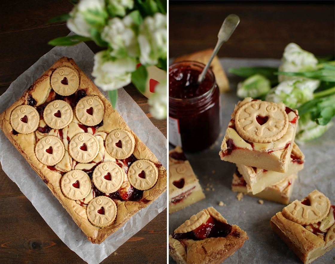 white-chocolate blondies with raspberry shortcakes white-chocolate blondies with raspberry shortcakes