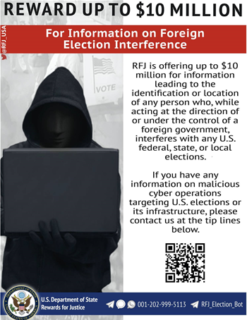US offers bounties on election-interfering nation state hackers