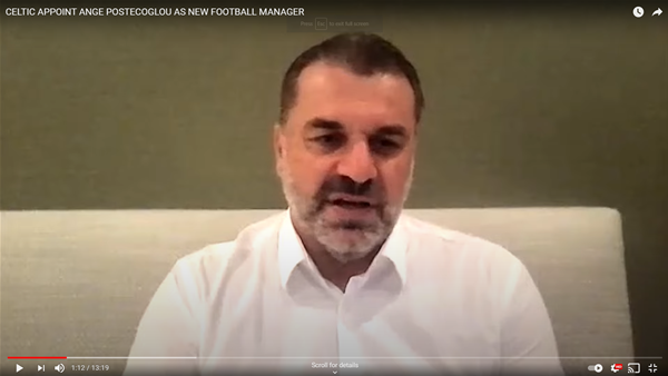 Watch: Postecoglou's first interview as Celtic coach