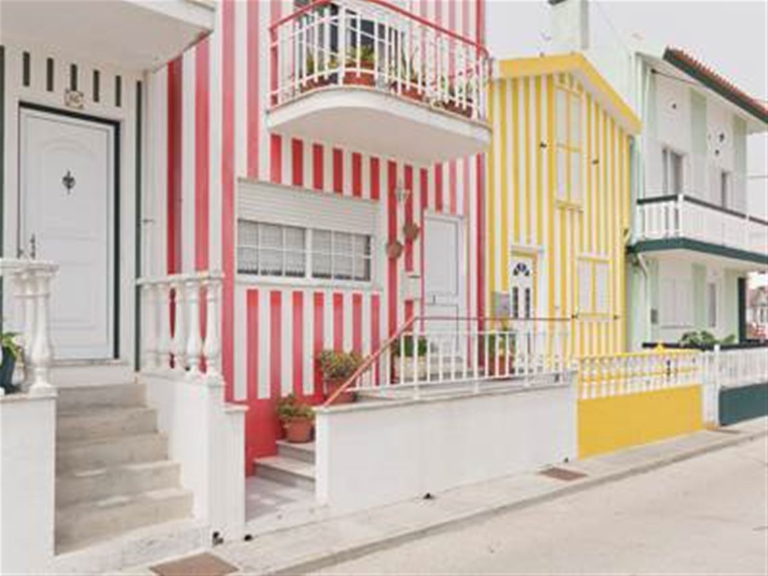 a stripy seaside village a stripy seaside village