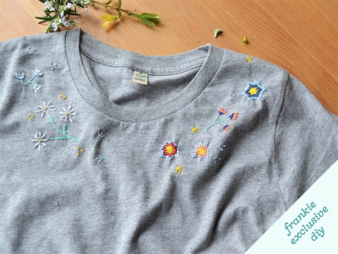 frankie exclusive diy: floral embroidered t-shirt