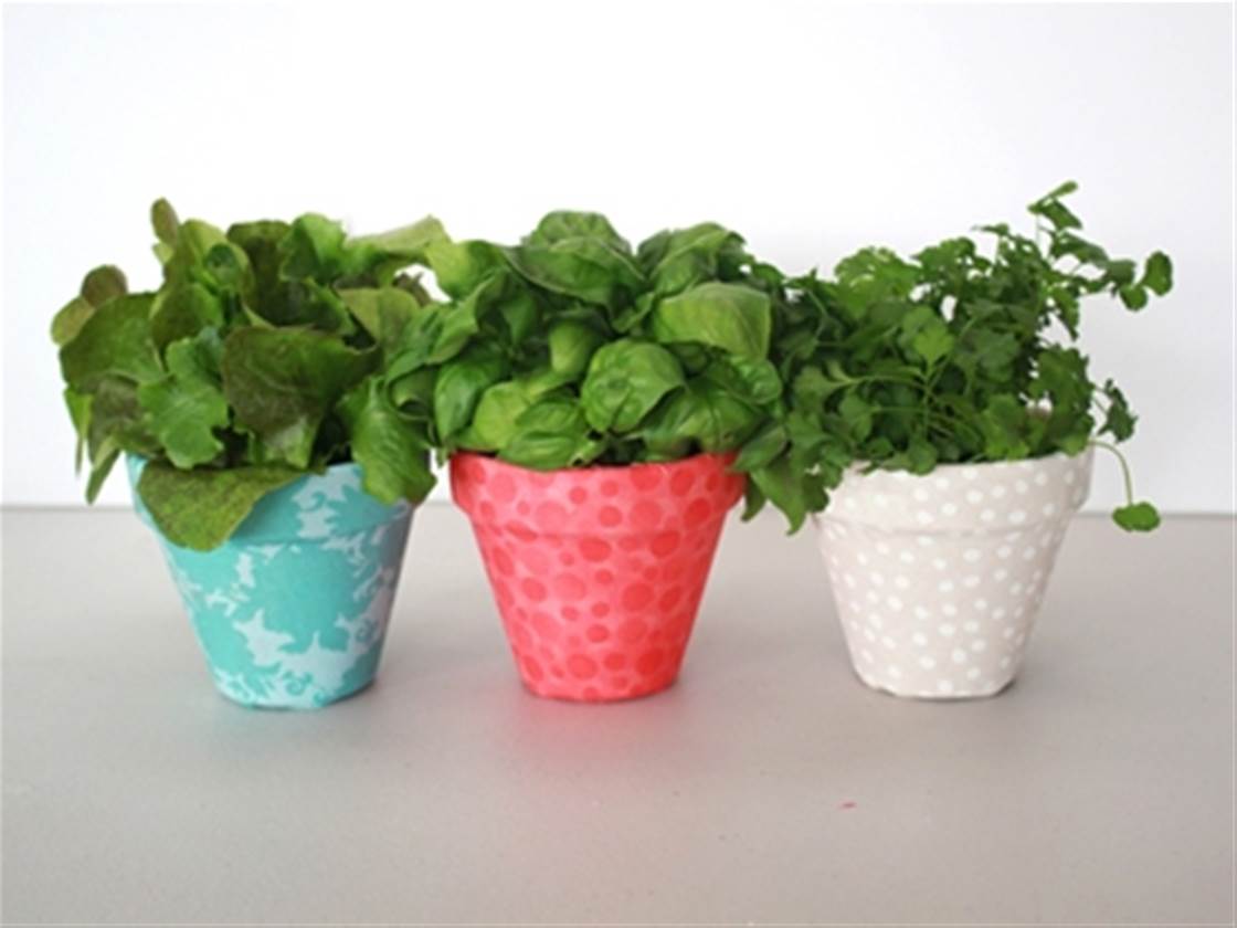 frankie exclusive diy: fabric-covered flower pots