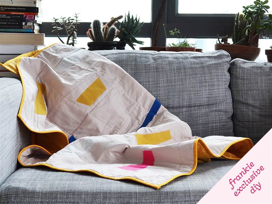 frankie exclusive diy: quilted shapes lap blanket