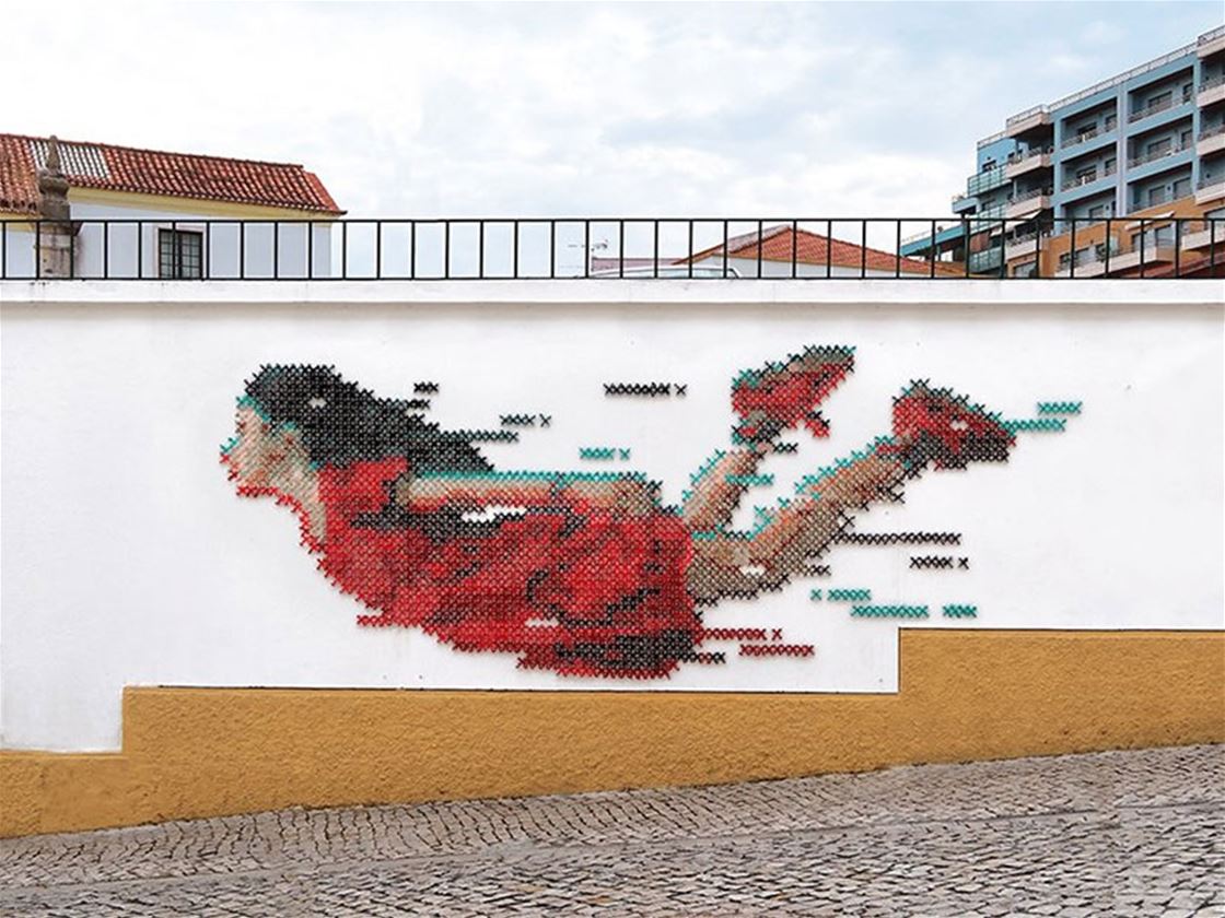 the artist taking cross-stitch to the streets the artist taking cross-stitch to the streets