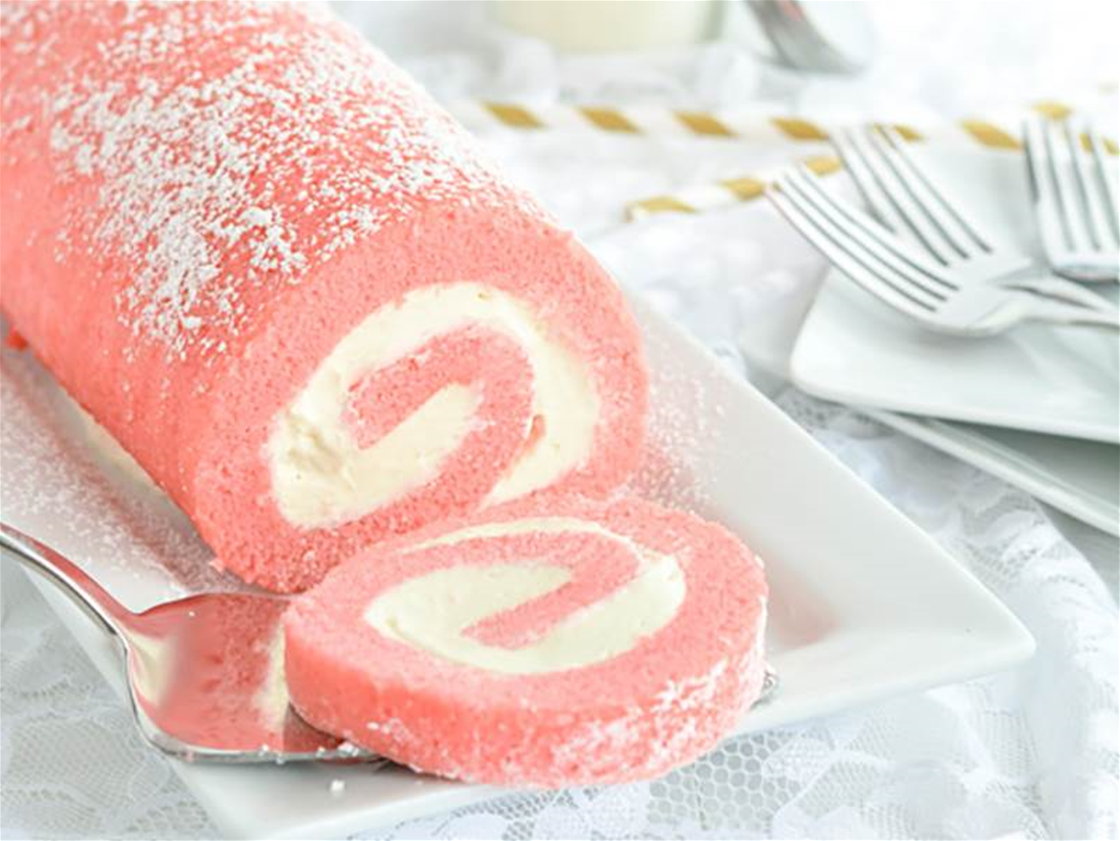 pink velvet swiss roll pink velvet swiss roll
