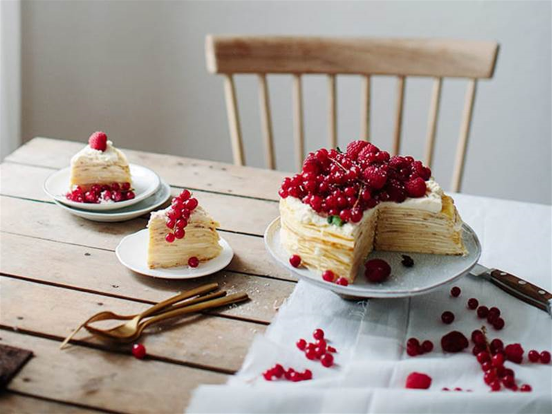 crêpe cake with red berries crêpe cake with red berries