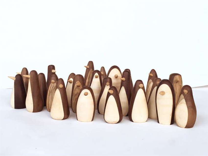 mini wooden penguins