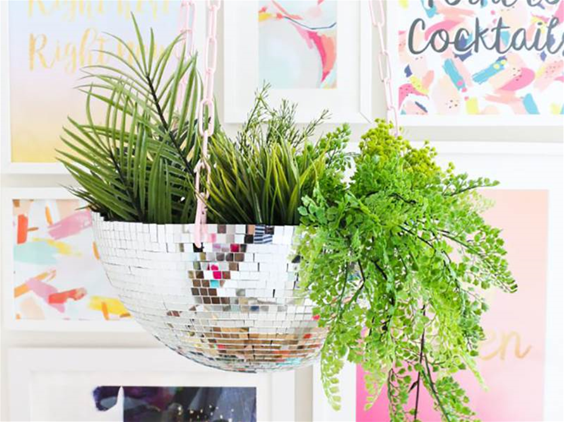 diy disco ball hanging planter diy disco ball hanging planter