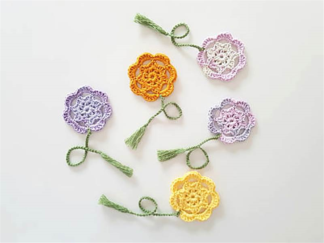 crocheted flower bookmarks crocheted flower bookmarks
