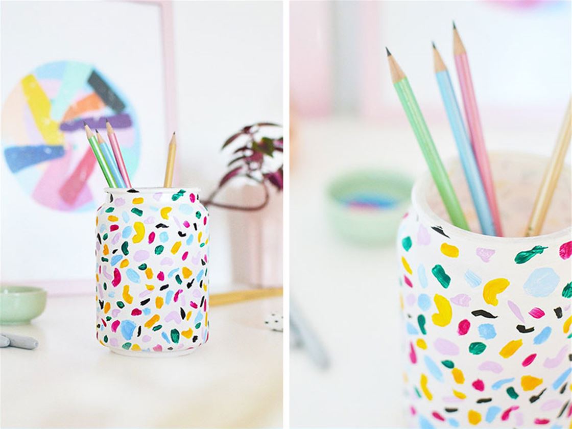 diy terrazzo pencil holder diy terrazzo pencil holder