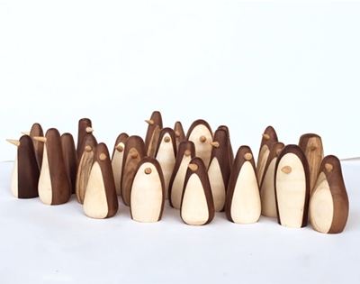 mini wooden penguins