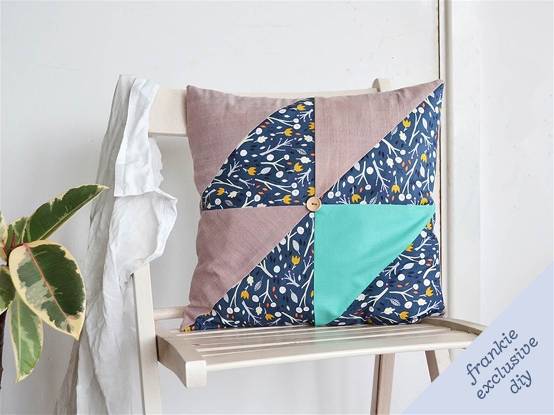 frankie exclusive diy: triangle patchwork cushion cover