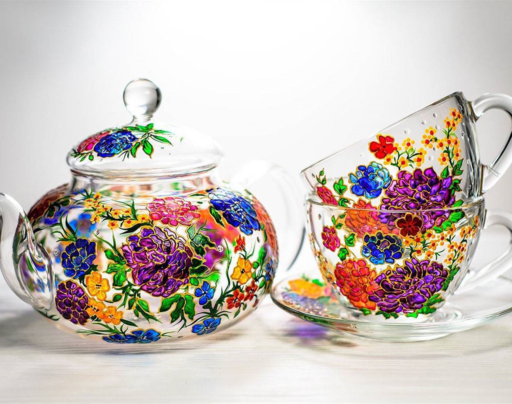 feast your eyes on these painted glass tea sets • interiors • frankie ...