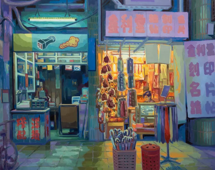 liang wang paints hazy urban scenes