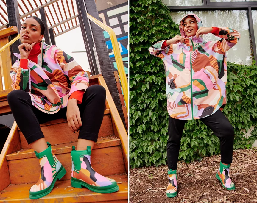 score a raincoat and gumboots from the merry people x obus collab
