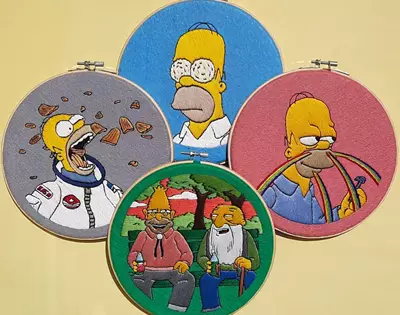 a whole lot of simpsons embroidery