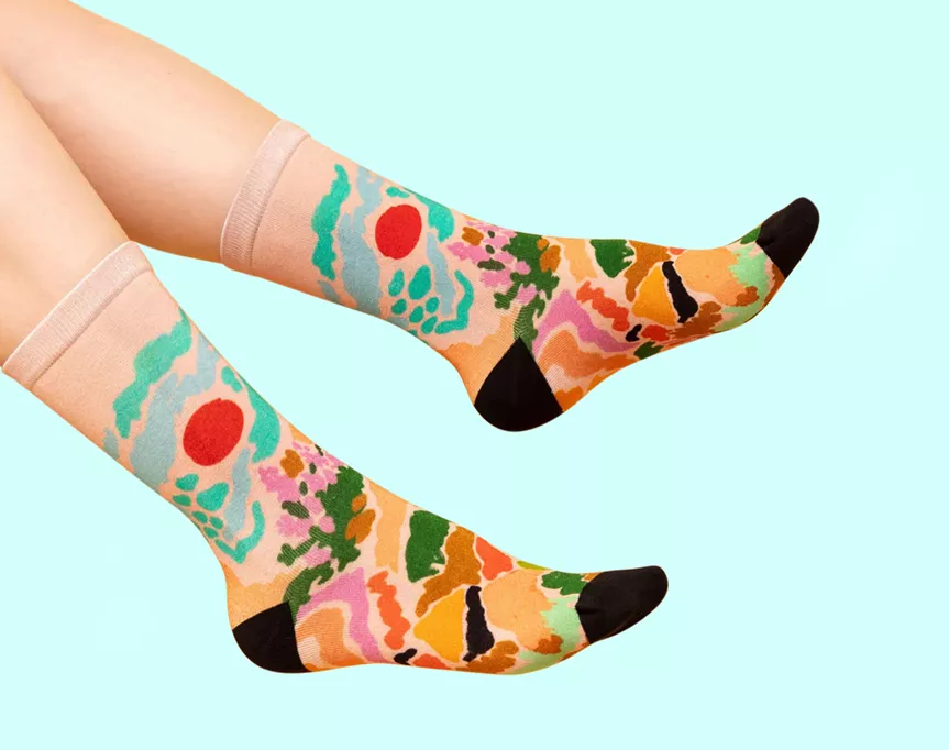 get a load of these outback-inspired kaleidoscopic socks