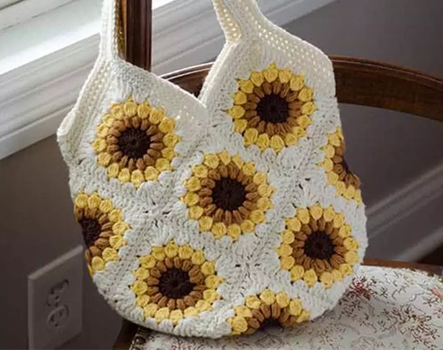 how to crochet a sunflower bag