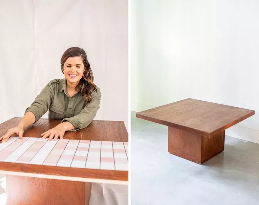 how to transform your coffee table with checker-tiles