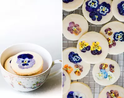 pansy-topped shortbread