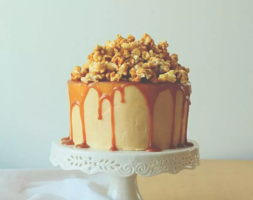 salted caramel popcorn cake