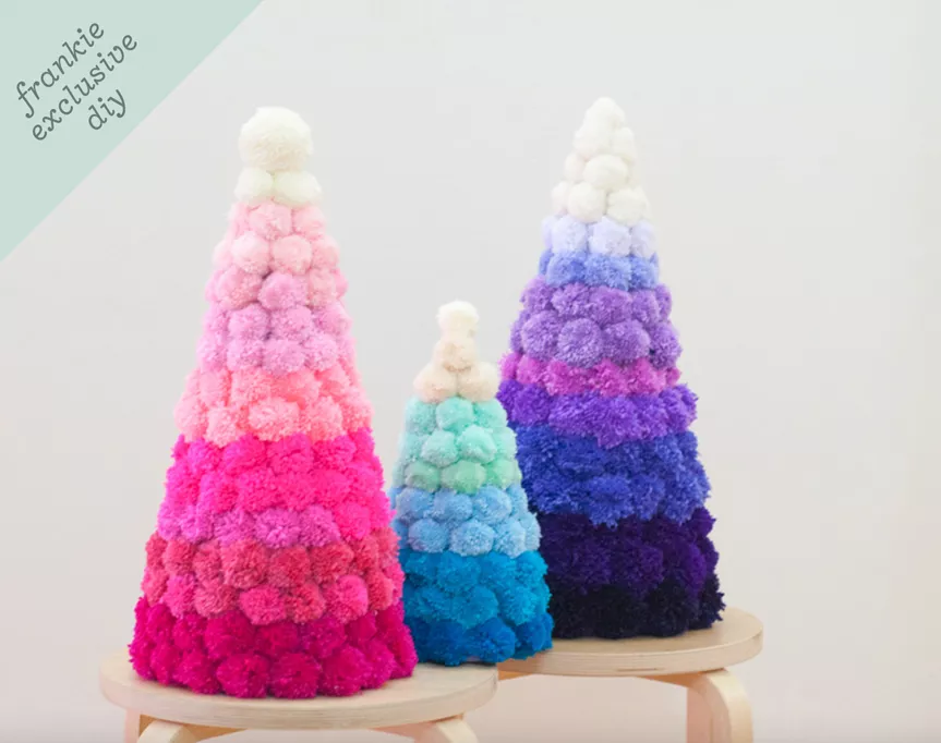 diy ombre pom pom christmas tree