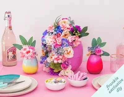 frankie exclusive diy: floral easter egg table decoration