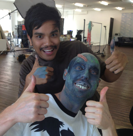 Dan looks waaay too happy for a zombie. You're undead, man!