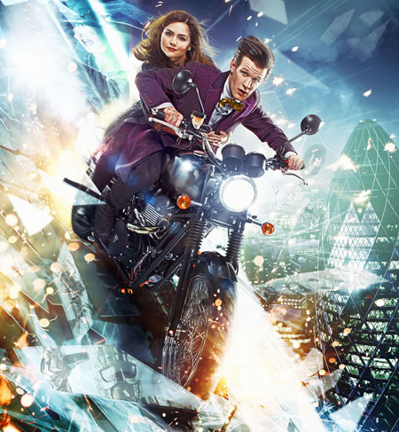 Dr Who and Clara on the motorbike!