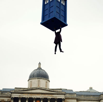 Dr Who hangs from the Tardis (which is in the dictionary!)