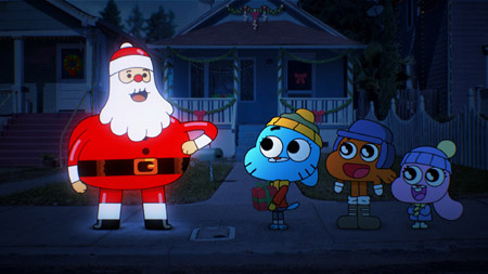 Gumball, Darwin and Anais meet Santa Claus