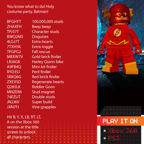 codes for lego batman 3