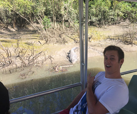 Photo: Saturday Disney's Nathan spots a crocodile at Airlie Beach