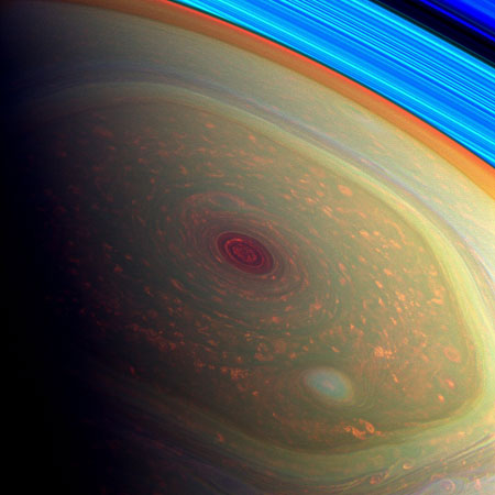 Photo: Saturn's hexagonal polar jet stream! Image: NASA/JPL-Caltech/SSI