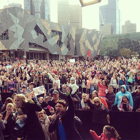 Bridgit Mendler in Melbourne's Federation Square. Photo: Facebook