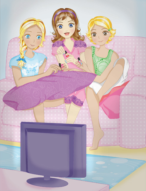 Jessie-and-her-besties-having-a-sleepover