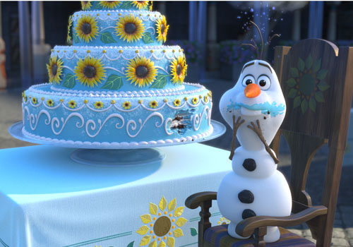 Olaf Frozen eating cake