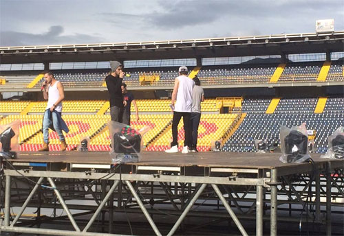 Photo: One Direction do a sound check on stage before their tour. Photo: Facebook