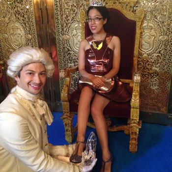 Princess Claire trying on a glass slipper