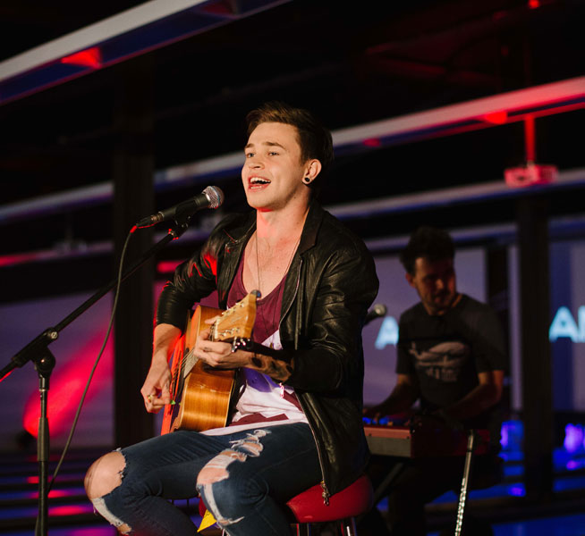 Reece Mastin performing at AMF Bowling