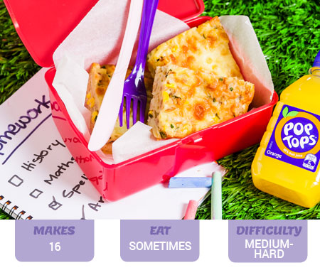 School lunch ideas: tuna corn pasta slice recipe! School lunch ideas: tuna corn pasta slice recipe!