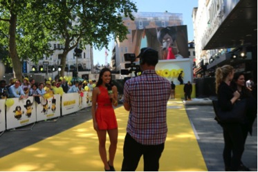 Teigan on the yellow carpet at the Minions premiere